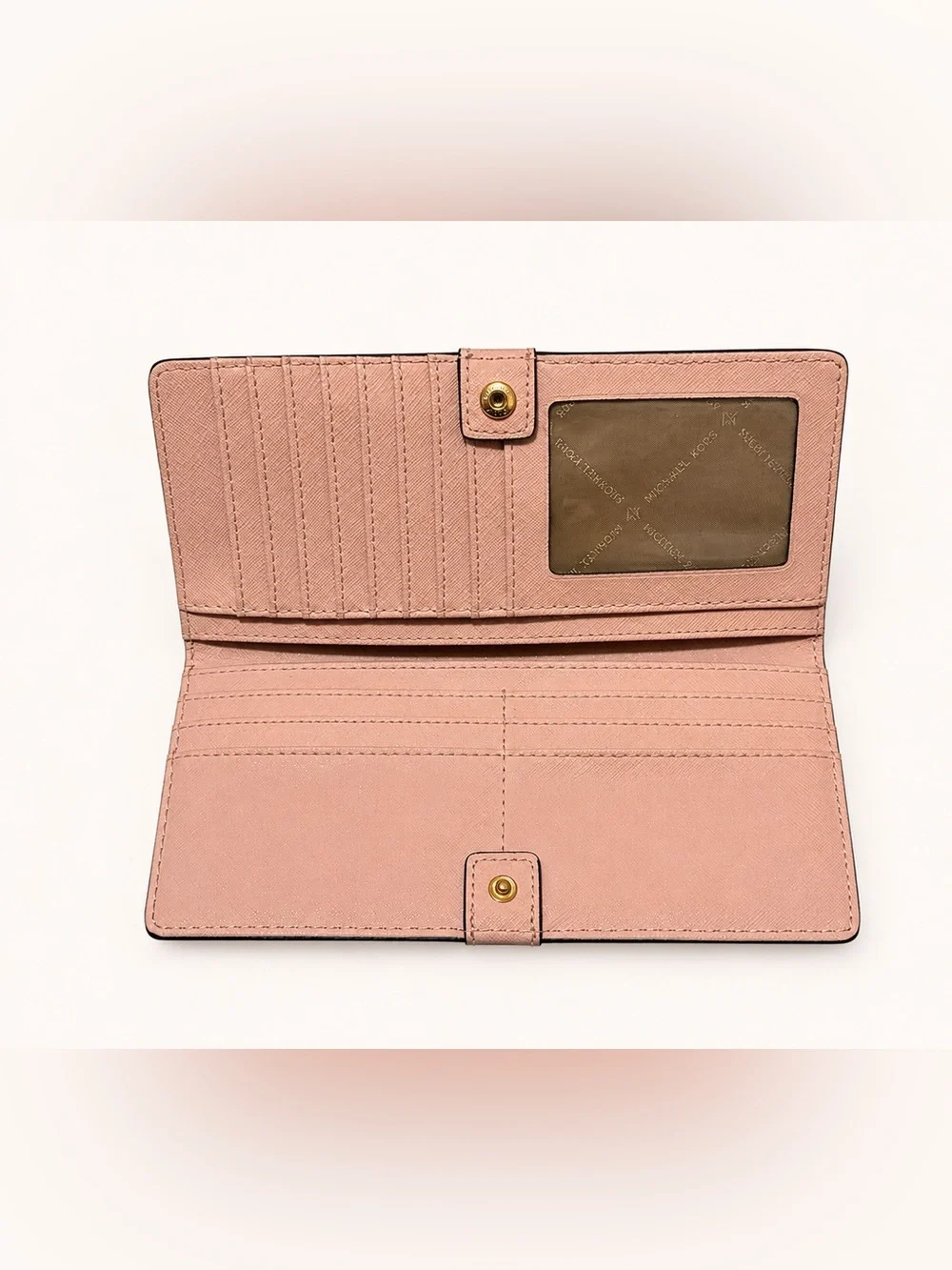 Michael Kors Blush Pink Saffiano Leather Wallet with Gold Logo